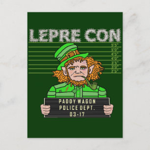 Rolig Leprechaun Leprecon Mugshot Vykort