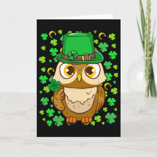 Rolig Leprechaun Uggla Shamrock St. Patrick's Day Kort