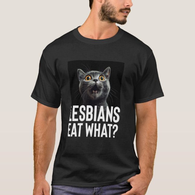 Rolig Lesbisk Meme Kattuttryck T Shirt (Framsida)