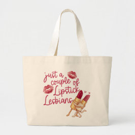 Rolig Lesbisk Stor Handväsk Lipstick Par Present Jumbo Tygkasse