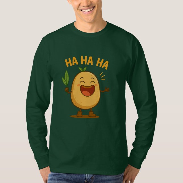 Rolig Leter sig Potatis Långärmad T-Shirt (Framsida)