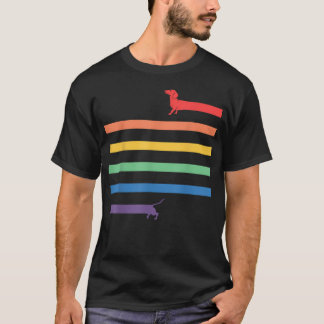 Rolig Lgbt Gay Pride Dachshund Regnbågsflagga T Shirt