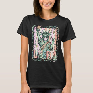 Rolig Liberty Statue Bubble Gum Patriotisk T Shirt