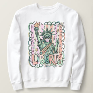 Rolig Liberty-staty Bubble-gummi Patriotisk T Shirt