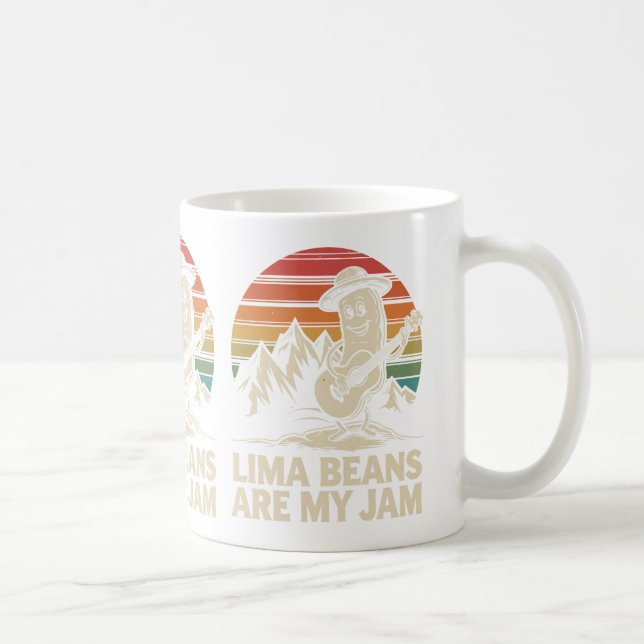 Rolig Lima Bean som spelar gitarr skämt Retro matl Kaffemugg (Höger)