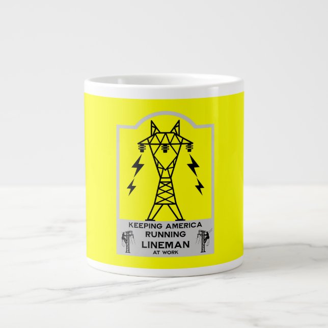 Rolig Lineman-mugg – Kraftlinemanpresent – Elektri Jumbo Mugg (Framsidan)