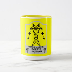 Rolig Lineman-mugg – Kraftlinemanpresent – Elektri Två-Tonad Mugg
