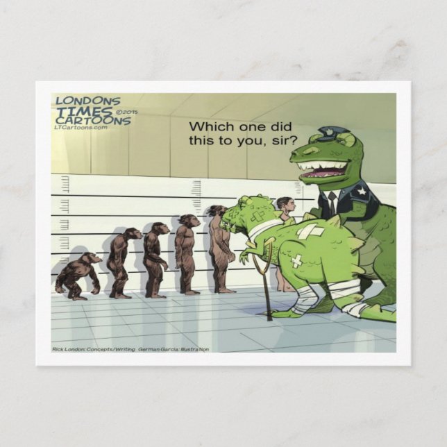 Rolig lineup av dinosauriepolisen vykort (Framsida)