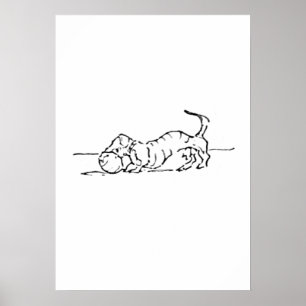 Rolig Linje Konst Korv Hund Poster