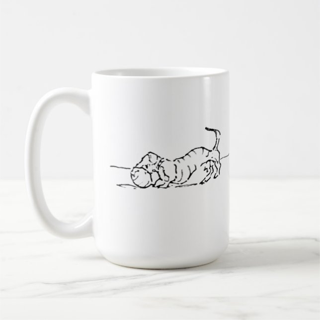 Rolig Linjekonst Korv Hund Kaffe Mugg (Vänster)