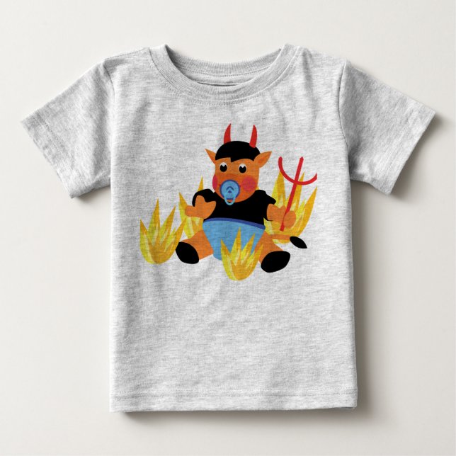 Rolig Liten Djävul Baby T-Shirt - Söt Röd (Framsida)