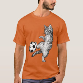 Rolig liten katt som spelar fotboll Söt fotbollsma T Shirt