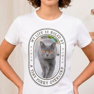 Rolig "Liten lurvig härskare" Personlig kattfoto T Shirt