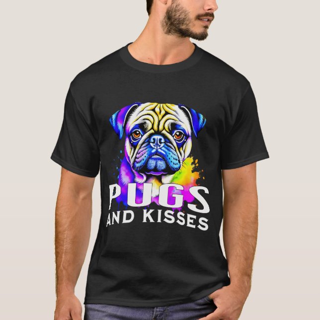 Rolig liten pug och vin t shirt (Framsida)