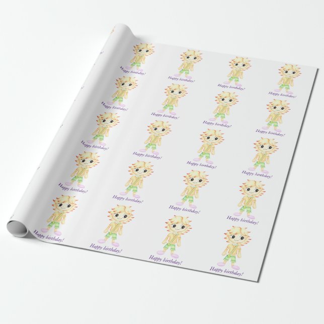 Rolig liten rödhårig pojke presentpapper (Utrullad)