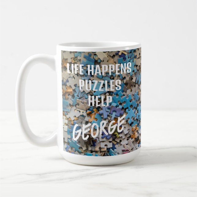 Rolig Livet Händer Pussel Hjälper Kaffe Mugg (Vänster)
