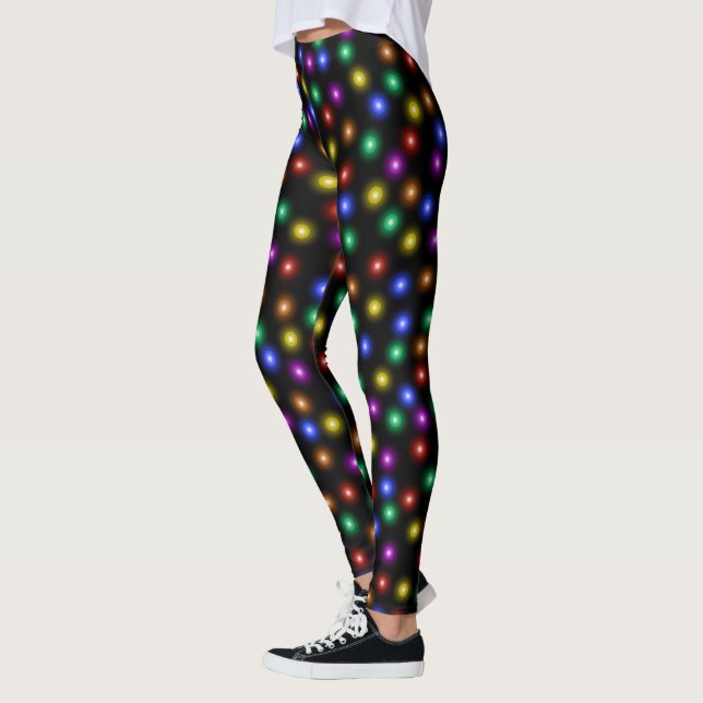 Rolig ljus festlig julljusillustration leggings (Vänster)