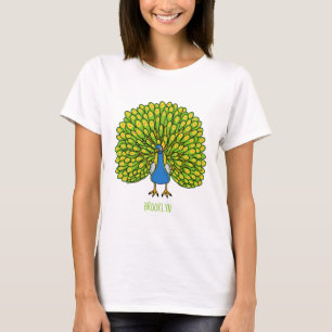 Rolig ljus illustration av påfågel fågel t shirt