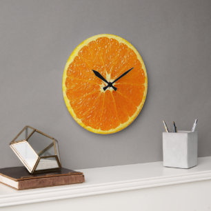 Rolig ljus orange sommar frukt skiva motiv stor klocka