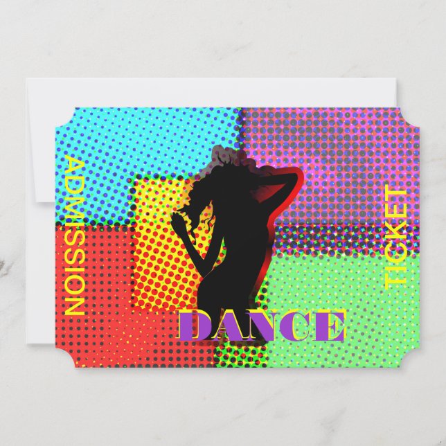 Rolig ljus Retro danserkännandebiljett Inbjudningar (Framsida)