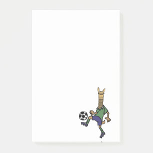 Rolig Llama som leker fotbolltecknaden Post-it Block