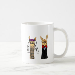 Rolig Llamabrud- och brudgumbröllopkonst Kaffemugg