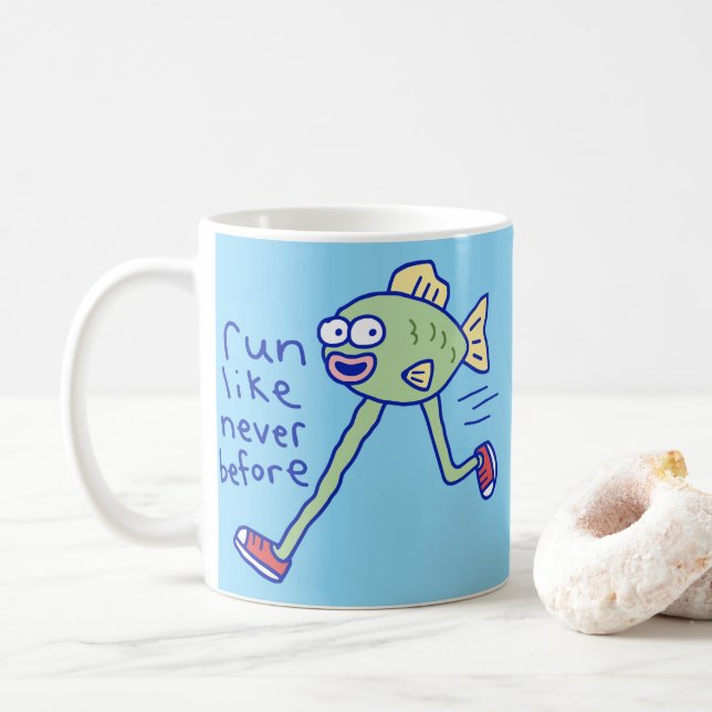 Rolig Lölig Fisk Med Ben Som Springar Kaffemugg (Med munk)