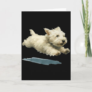 Rolig löpande hund konsttryck söt Westie hund _1 Kort