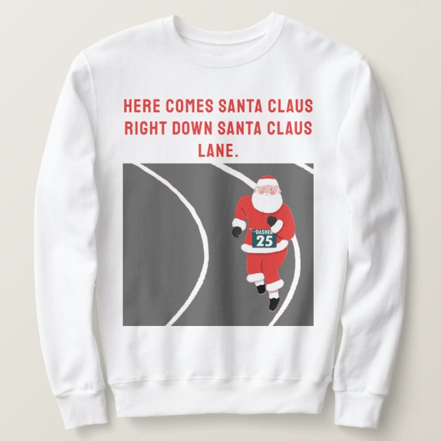 Rolig löpande jul-T-shirt Lång Ärmad Tröja (Design framsida)