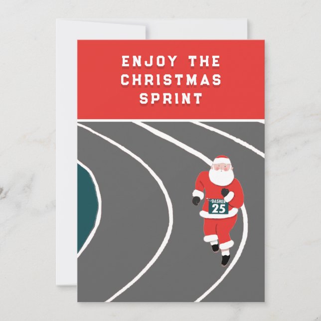 Rolig löpar-, friidrotts- och julpresent julkort (Framsida)