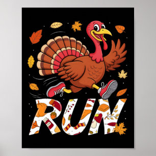 Rolig löptävling 5k löpning Turkey Trot Thanksgivi Poster