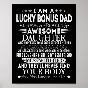 Rolig Lucky Bonus Pappa Tee Från Awesome Dotter Fa Poster