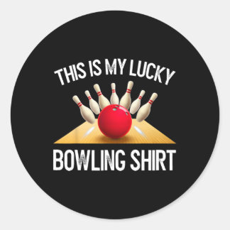Rolig Lucky Bowling Team Vintage Retro Present T-S Runt Klistermärke
