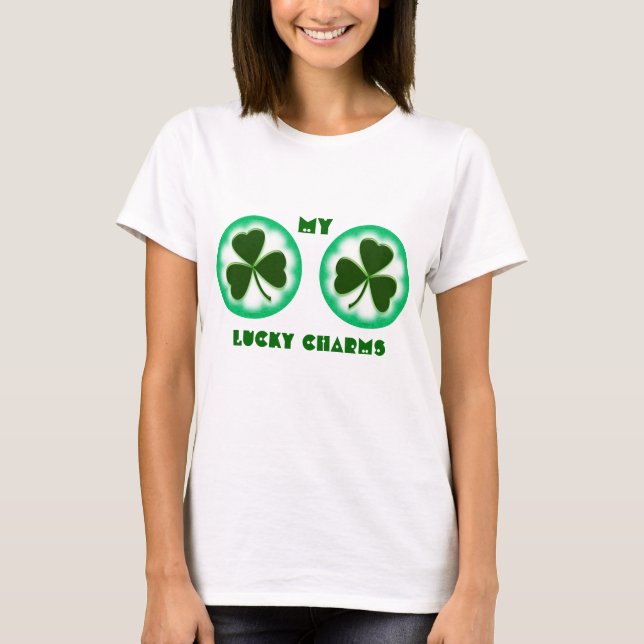 Rolig LUCKY CHARMS Dam-T-Shirt Tee Shirt (Framsida)