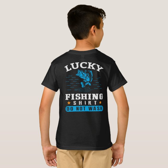 Rolig Lucky Fisketräja Tvätta Inte T-Shirt (Hel baksida)