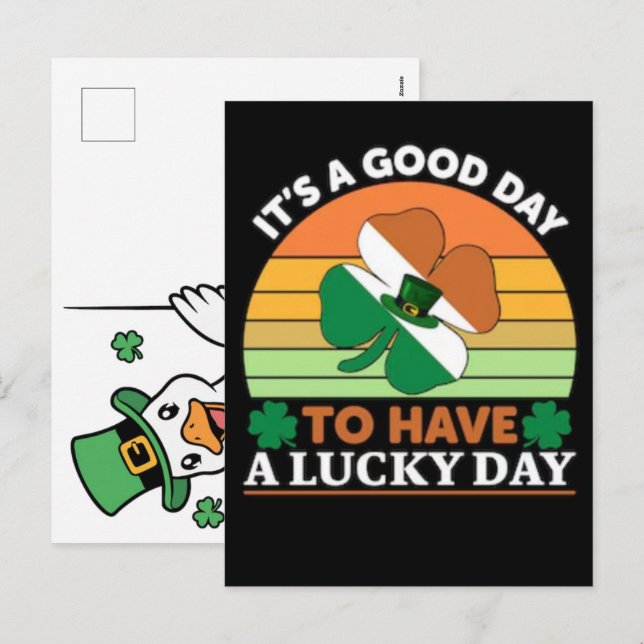 Rolig Lucky Goose St Patricks Day-design  Helg Vykort (Fram/baksida)