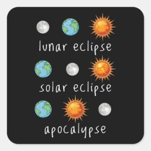 Rolig Lunar Solförmörkelse Apokalyps Fyrkantigt Klistermärke