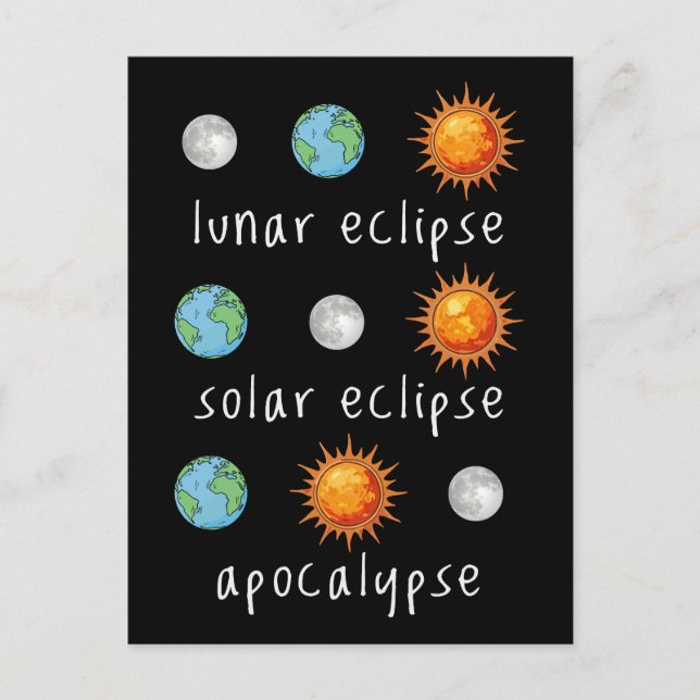 Rolig Lunar Solförmörkelse Apokalyps Vykort (Framsida)
