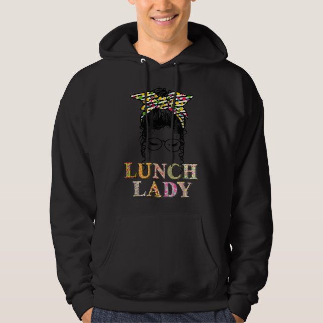 Rolig lunchdam skolmat cafeteria hoodie (Framsida)