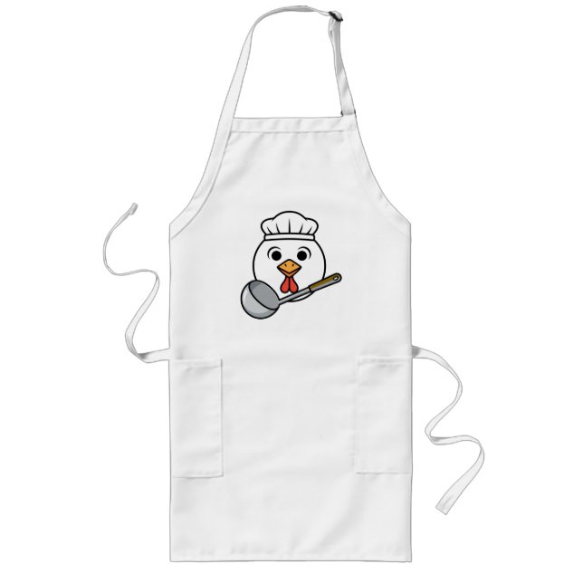 Rolig lunchdam-tröja, Chicken Head Cafeteria Tee Långt Förkläde (Framsidan)