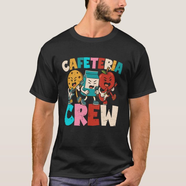 Rolig lunchdame skolcafeteria besättning t shirt (Framsida)