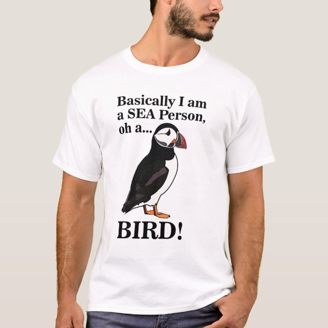 Rolig Lunnefågel Sjöfågel T Shirt (Framsida)