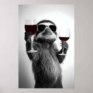 Rolig Lutfisk som dricker vin Konsttryck Hembar Poster
