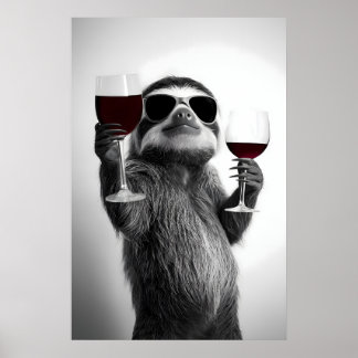 Rolig Lutfisk som dricker vin Konsttryck Hembar Poster