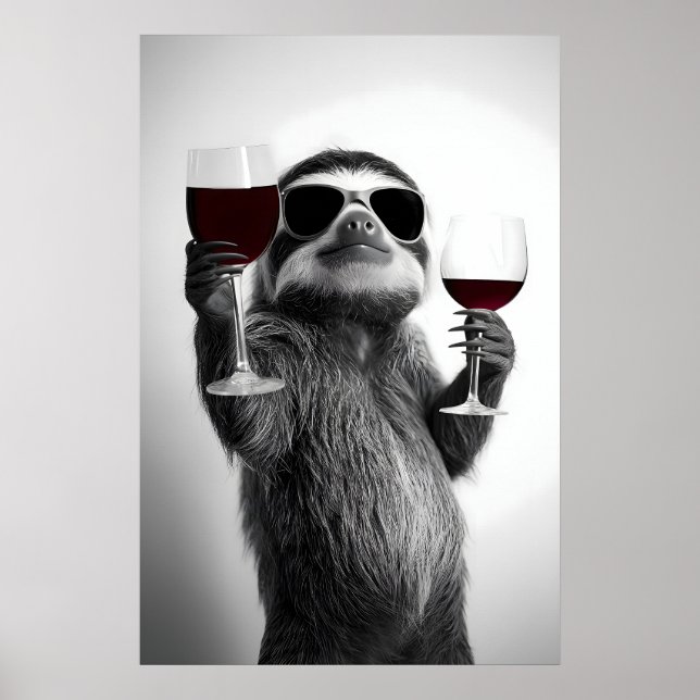 Rolig Lutfisk som dricker vin Konsttryck Hembar Poster (Framsidan)