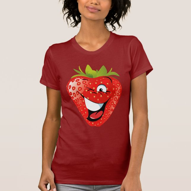 rolig lycklig animerad jordgubbe t shirt (Framsida)