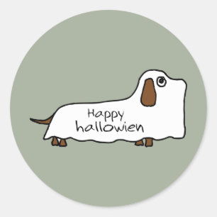Rolig lycklig spöke halloween för runt klistermärke