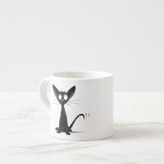 Rolig lycklig svart kattespressomugg espressomugg