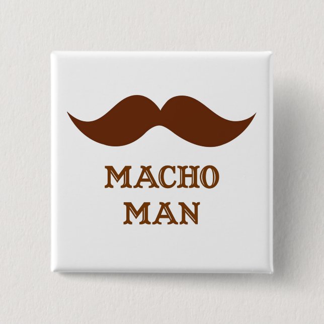 Rolig Macho Man Moustache Knapp (Framsida)