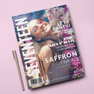 Rolig Magazinomslag Födelsedagsfirande Inbjudningar